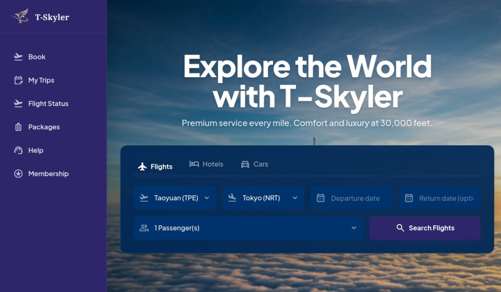 T-Skyler Airlines 網站預覽